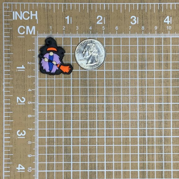 Halloween Gnome Witch Hat Wizard Broom Pumpkin Croc Charm Set of 3 - Picture 11 of 11
